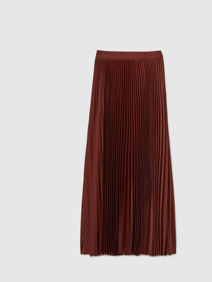REISS Skirts Women Florere Cinnamon Pleated Satin Maxi Skirt Cinnamon