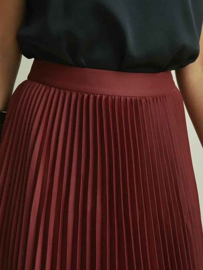 REISS Skirts Women Florere Cinnamon Pleated Satin Maxi Skirt Cinnamon