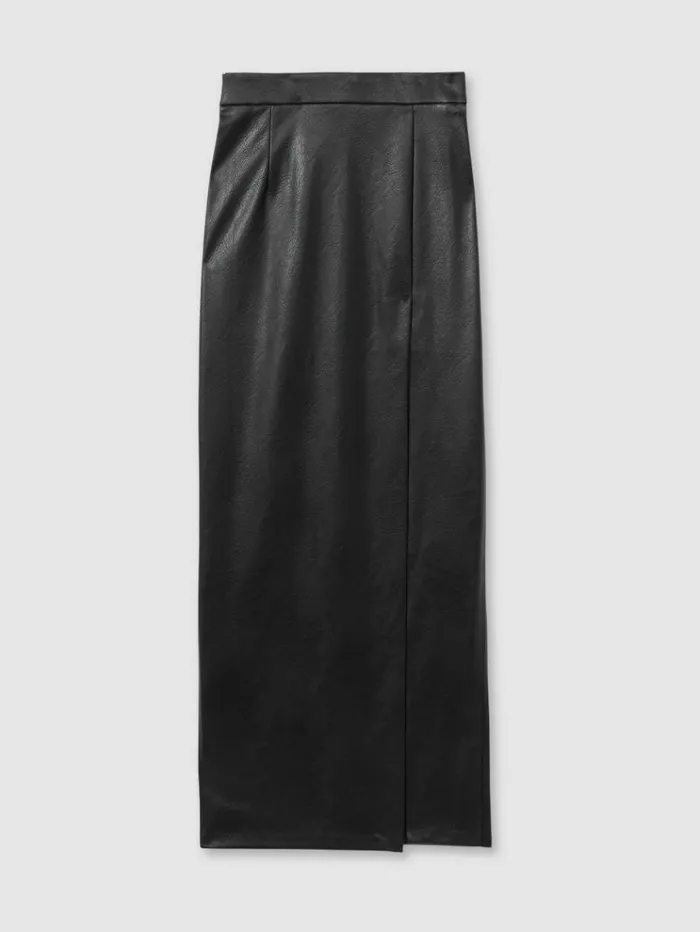 REISS Skirts Women Good American FauxLeather Maxi Skirt Black