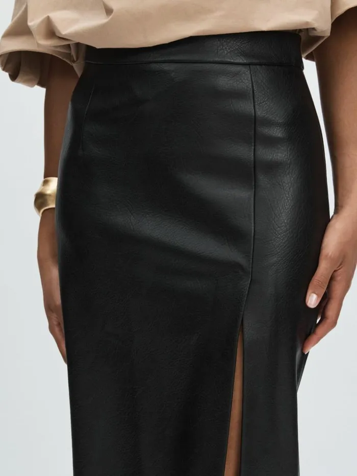 REISS Skirts Women Good American FauxLeather Maxi Skirt Black