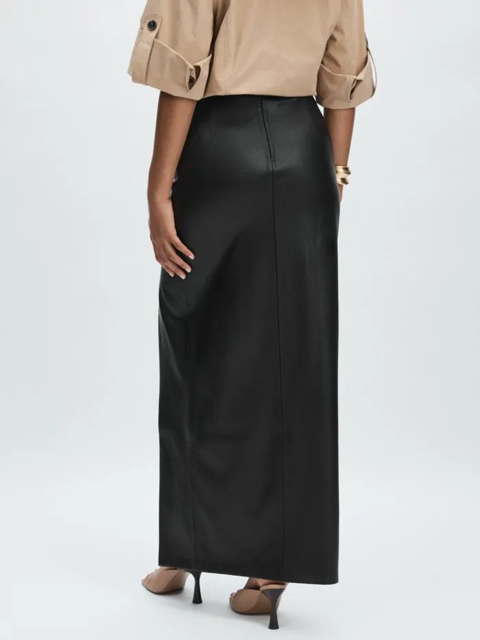 REISS Skirts Women Good American FauxLeather Maxi Skirt Black