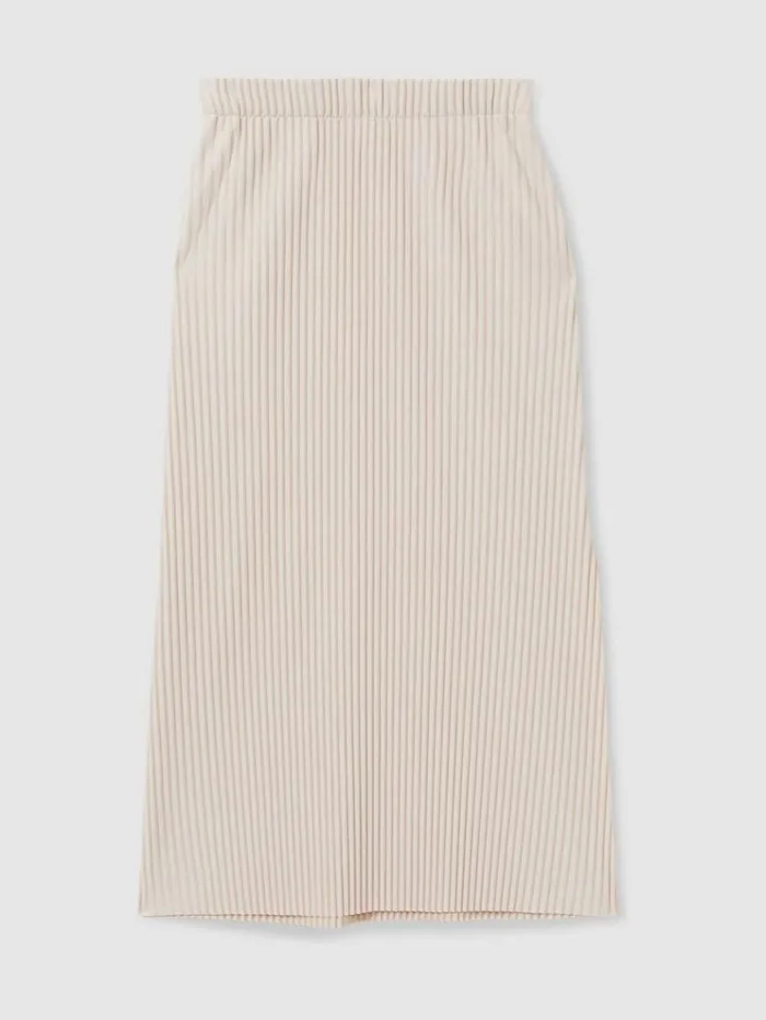 REISS Skirts Women Pleated Jersey Midi Skirt Stone