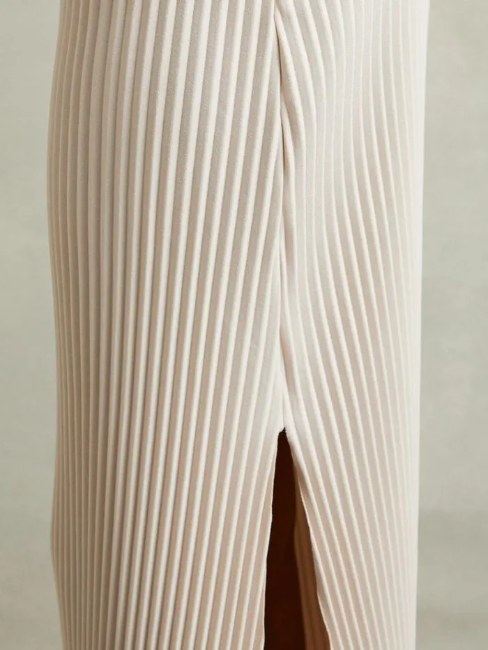 REISS Skirts Women Pleated Jersey Midi Skirt Stone