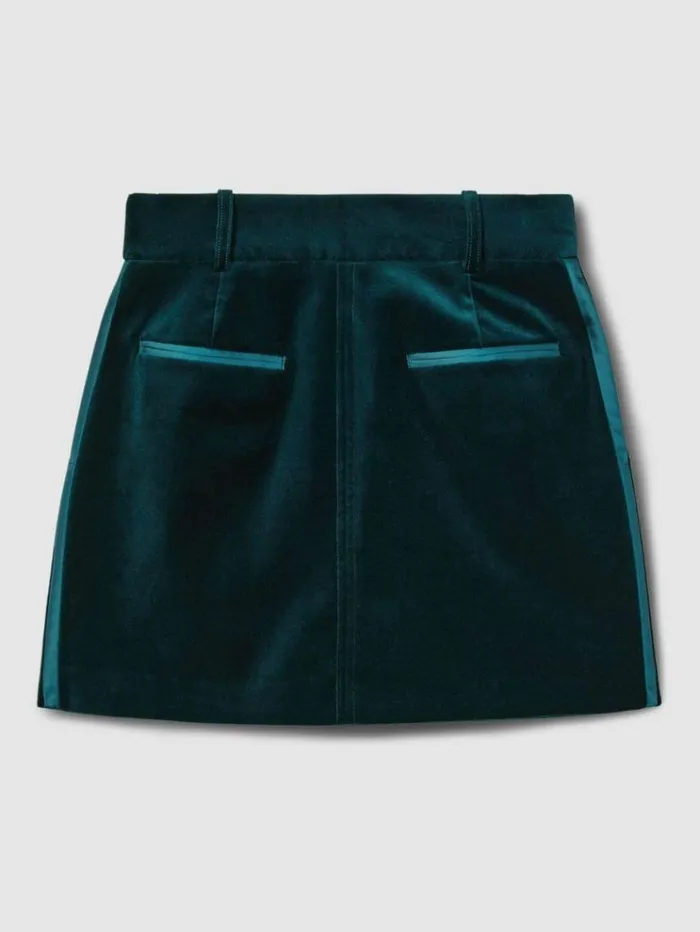 REISS Skirts Women Velvet And Satin Suit Skirt Teal
