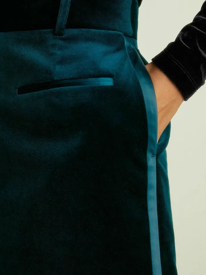 REISS Skirts Women Velvet And Satin Suit Skirt Teal