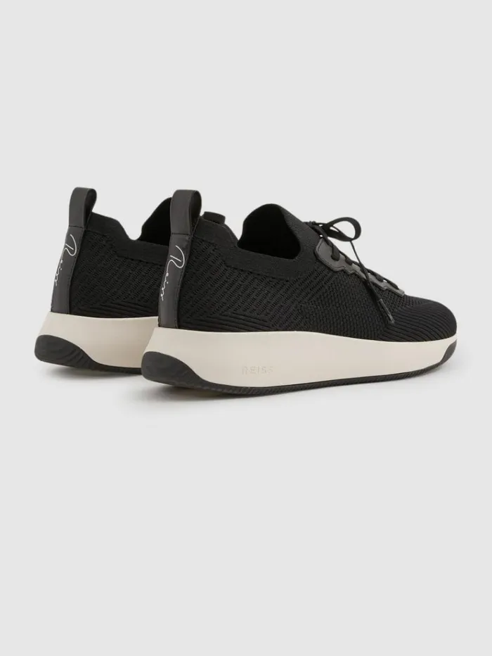 REISS Sneakers Men Hybrid Knit Running Trainers Black