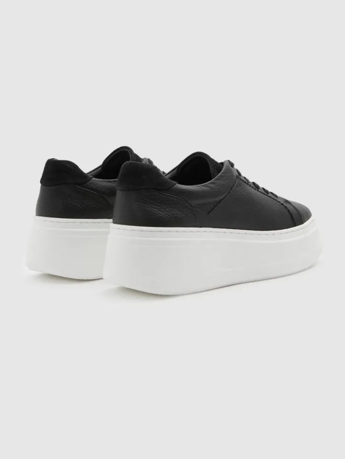 REISS Sneakers Women Platform Leather Trainers Black