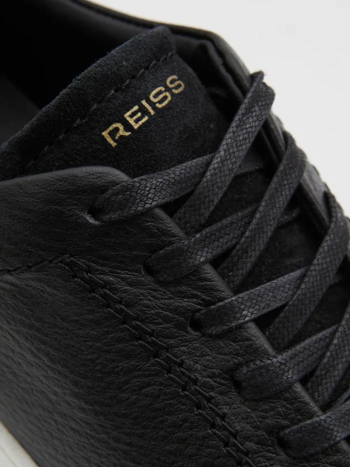 REISS Sneakers Women Platform Leather Trainers Black