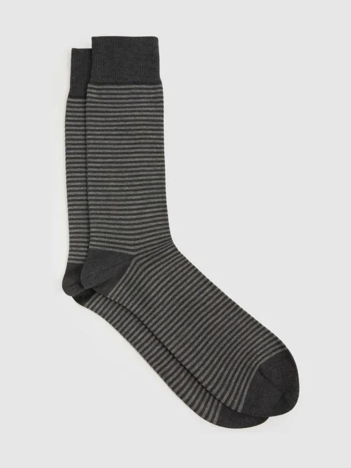 REISS Socks and Underwear Men Striped Socks Charcoalgrey