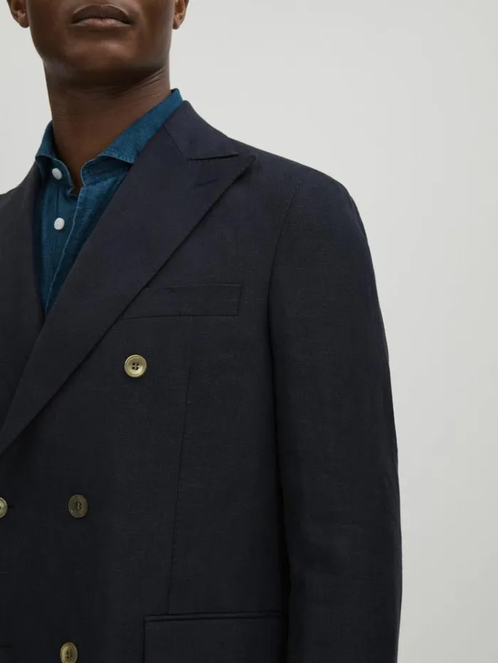 REISS Suits and Tailoring Men Oscar Jacobson Wool Double Breasted Blazer Navy