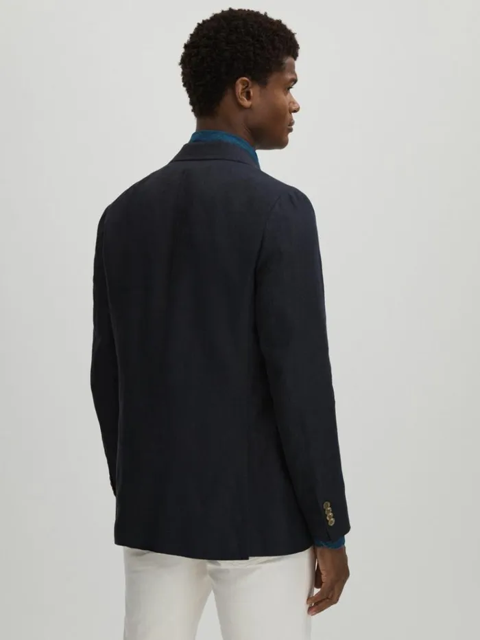 REISS Suits and Tailoring Men Oscar Jacobson Wool Double Breasted Blazer Navy