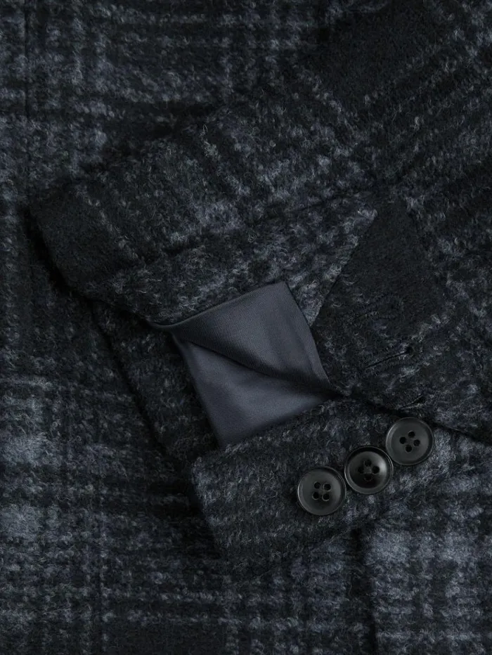 REISS Suits and Tailoring Men Single Breasted Checked Blazer With Wool Navy