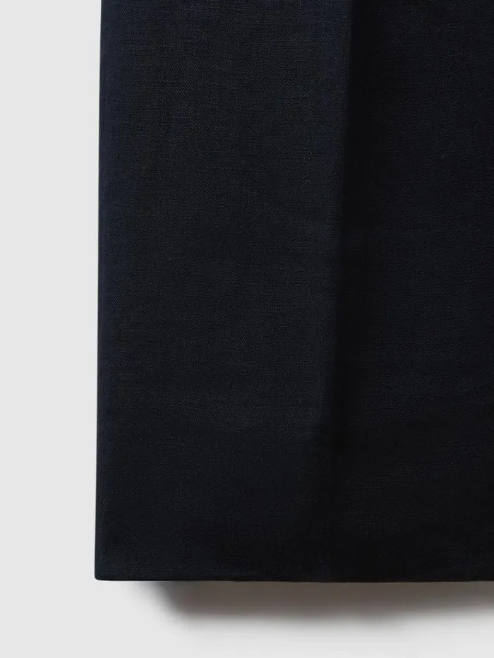 REISS Suits and Tailoring Men Slim Fit Linen Adjuster Trousers Navy