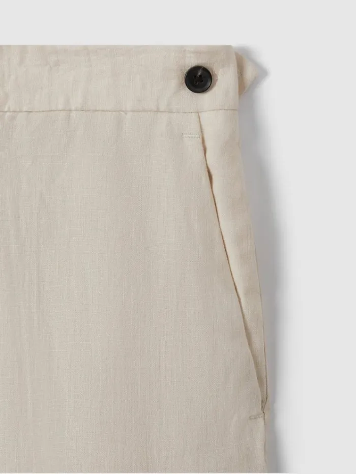 REISS Suits and Tailoring Men Slim Fit Linen Adjuster Trousers Stone