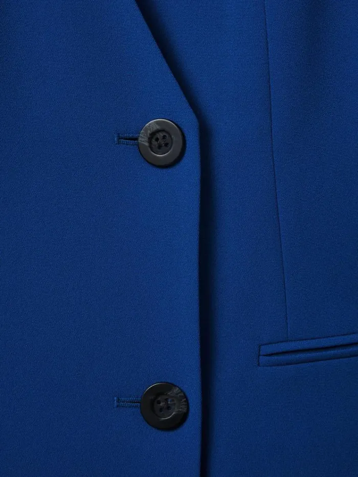 REISS Suits and Tailoring Women Florere Collarless Double Breasted Blazer Bright Blue