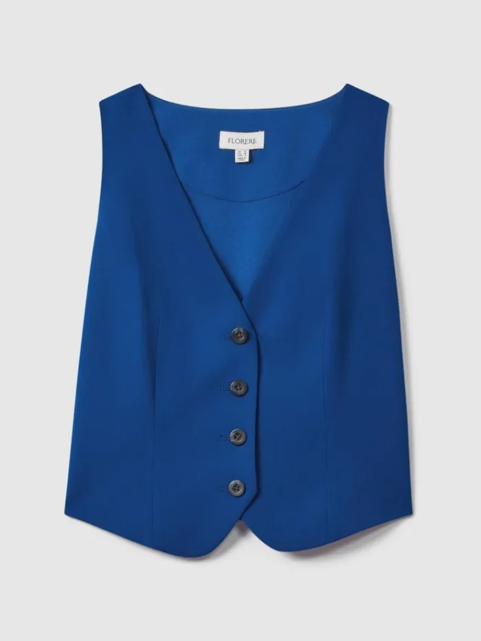 REISS Suits and Tailoring Women Florere Single Breasted Waistcoat Bright Blue