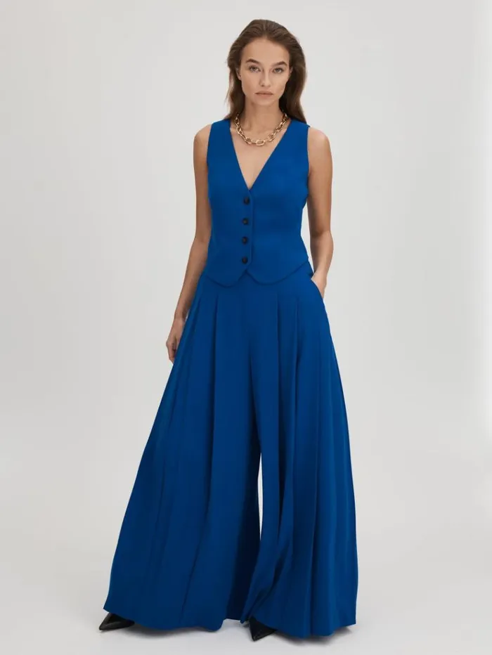 REISS Suits and Tailoring Women Florere Single Breasted Waistcoat Bright Blue