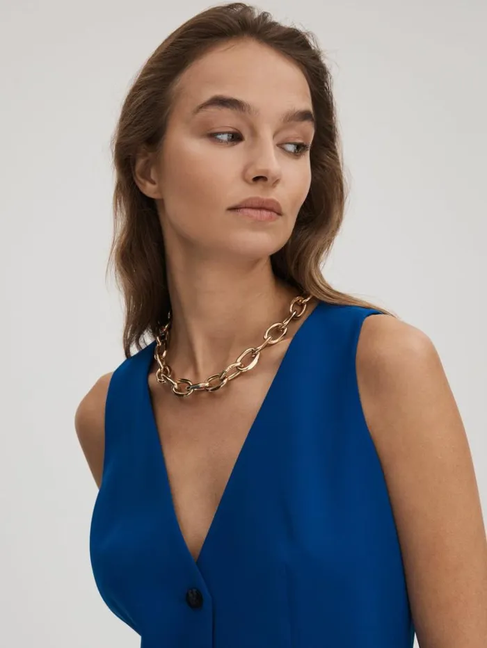 REISS Suits and Tailoring Women Florere Single Breasted Waistcoat Bright Blue