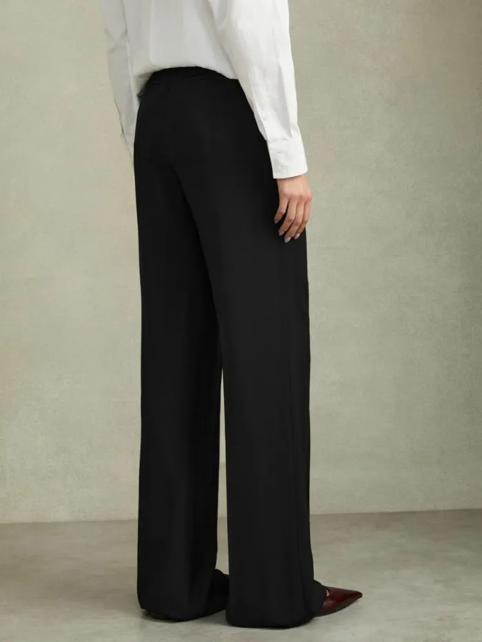 REISS Suits and Tailoring Women Fluid Wide Leg Trousers Black