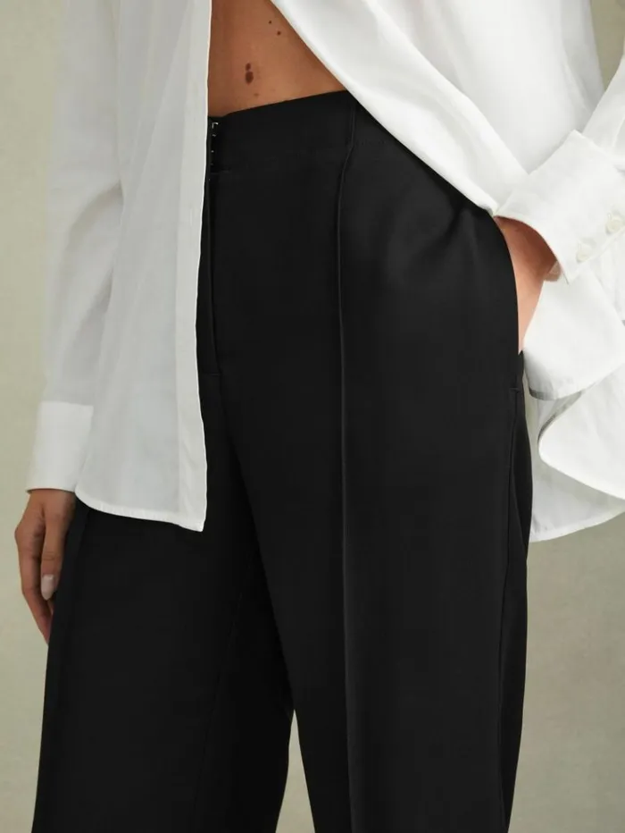 REISS Suits and Tailoring Women Fluid Wide Leg Trousers Black