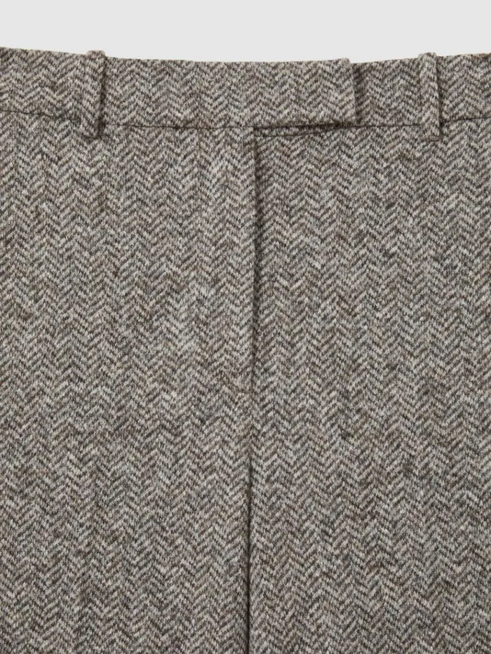 REISS Suits and Tailoring Women Textured Wool Blend Wide Leg Suit Trousers Grey