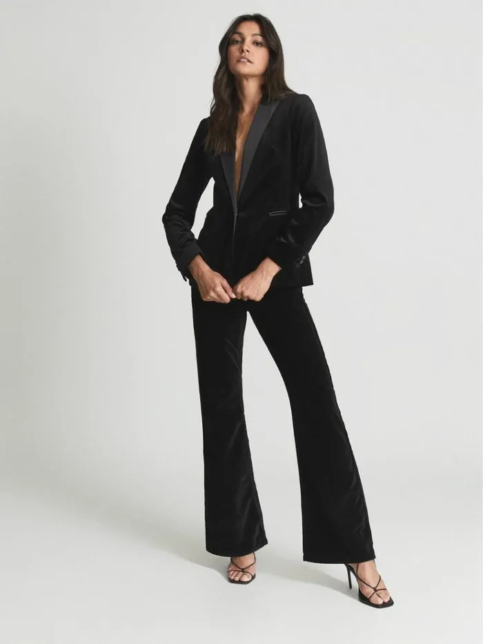 REISS Suits and Tailoring Women Velvet Blazer Black