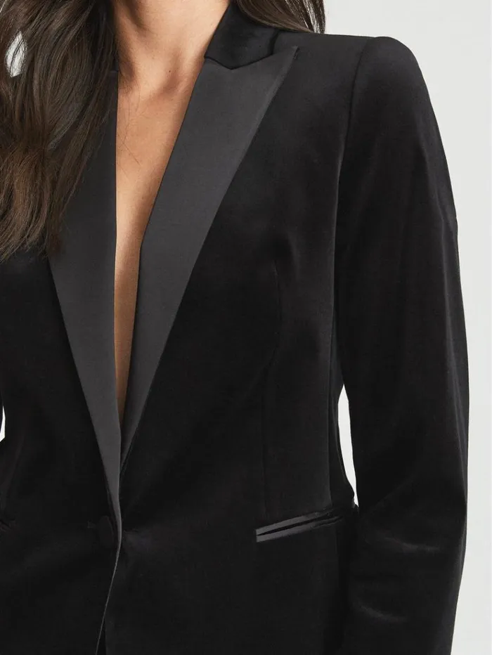 REISS Suits and Tailoring Women Velvet Blazer Black