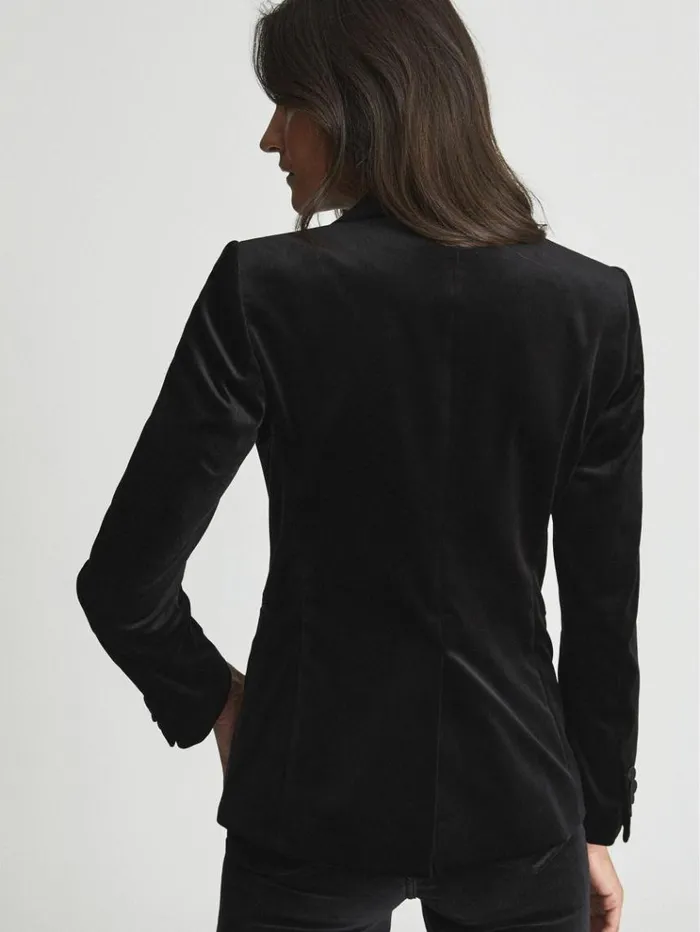 REISS Suits and Tailoring Women Velvet Blazer Black
