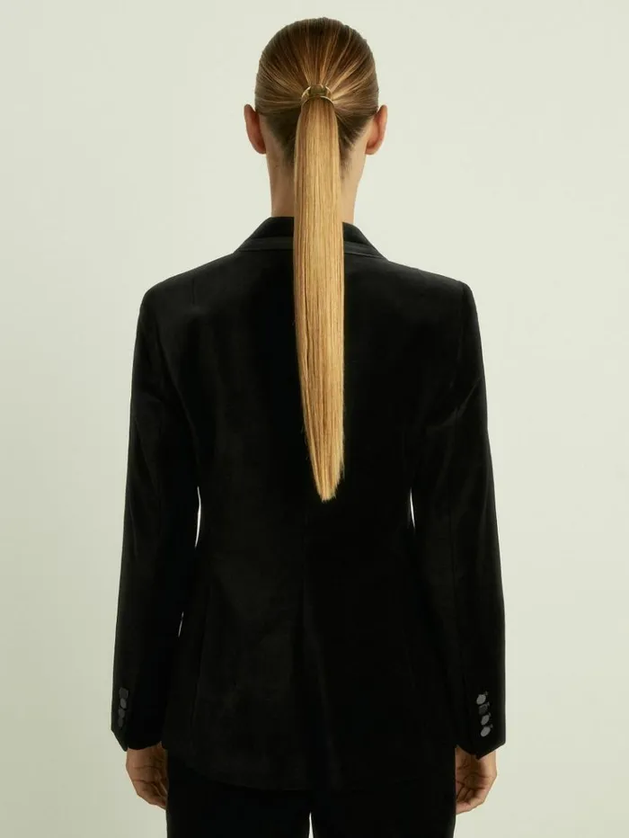 REISS Suits and Tailoring Women Velvet Single Breasted Suit Blazer Black