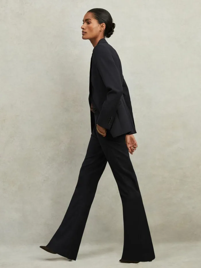 REISS Suits and Tailoring Women WoolBlend Tailored Flared Suit Trousers Navy