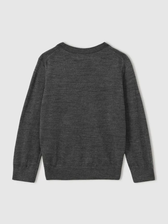 REISS Sweaters Children Merino Wool VNeck Jumper Grey