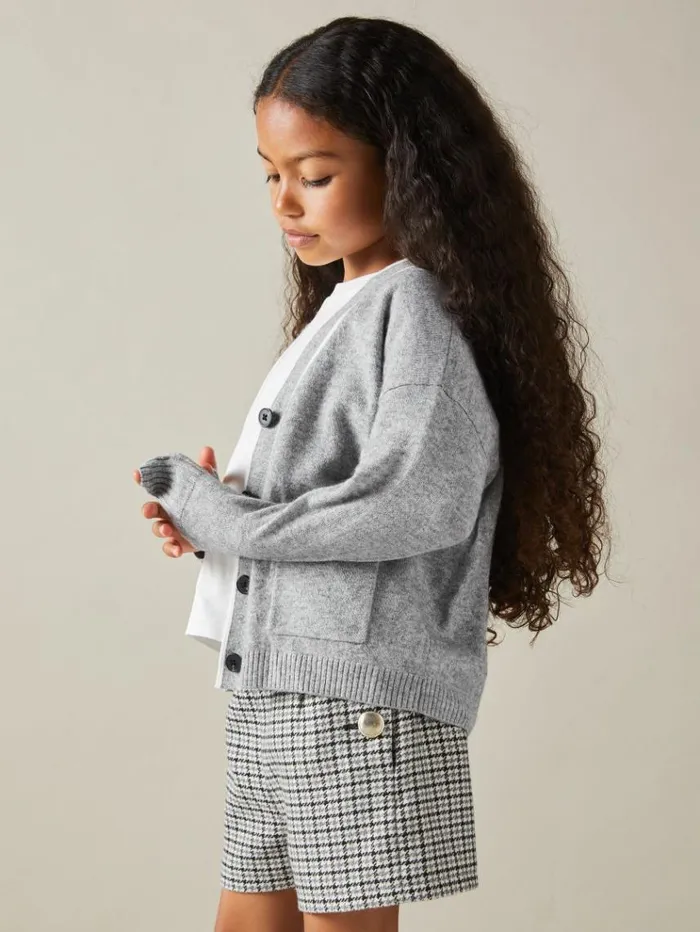 REISS Sweaters Children Relaxed WoolCashmere Cardigan Grey