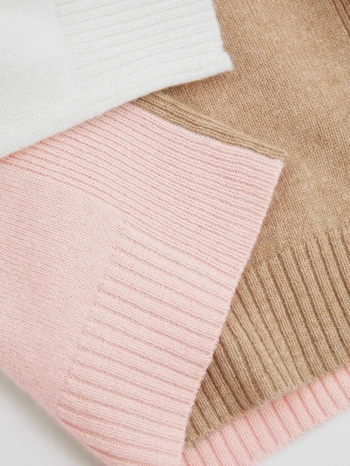 REISS Sweaters Children Wool Blend Striped Crew Neck Jumper Camel