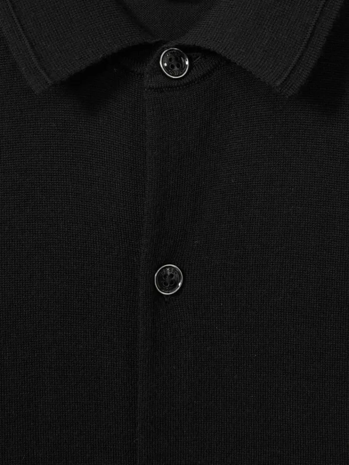 REISS Sweaters Men Merino Wool ButtonThrough Cardigan Black
