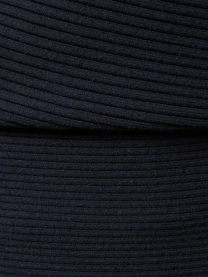 REISS Sweaters Women Asymmetric Draped Knitted Jumper Navy