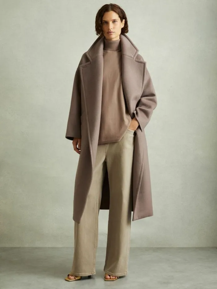 REISS Sweaters Women DropShoulder Roll Neck Jumper Taupe