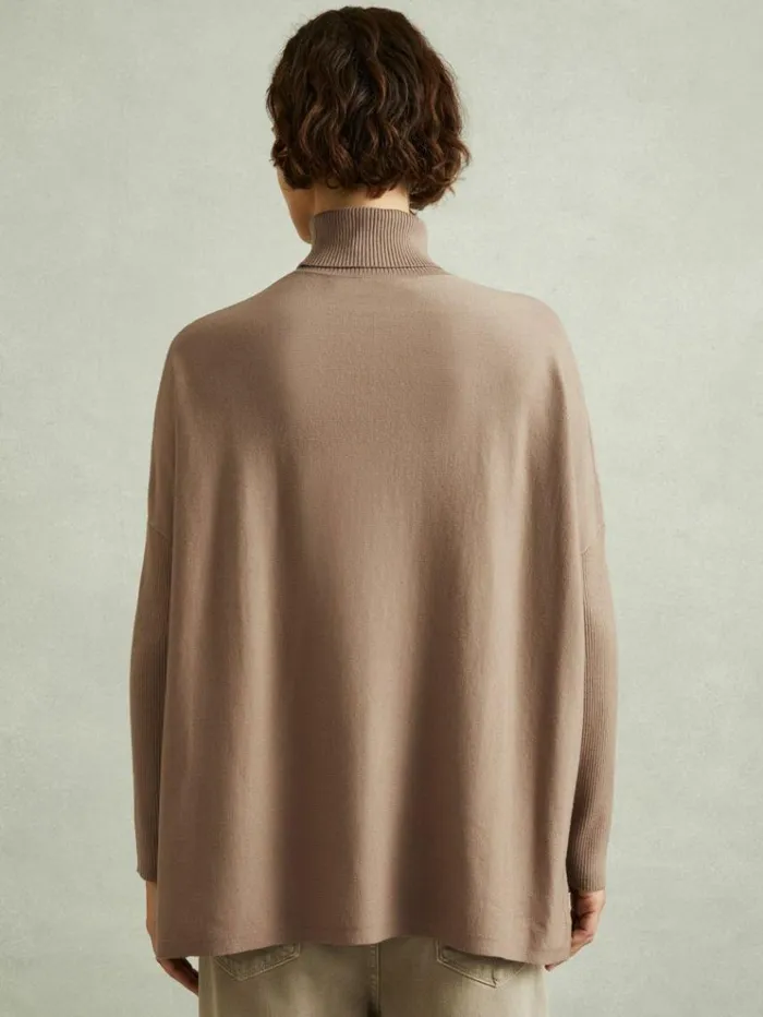 REISS Sweaters Women DropShoulder Roll Neck Jumper Taupe