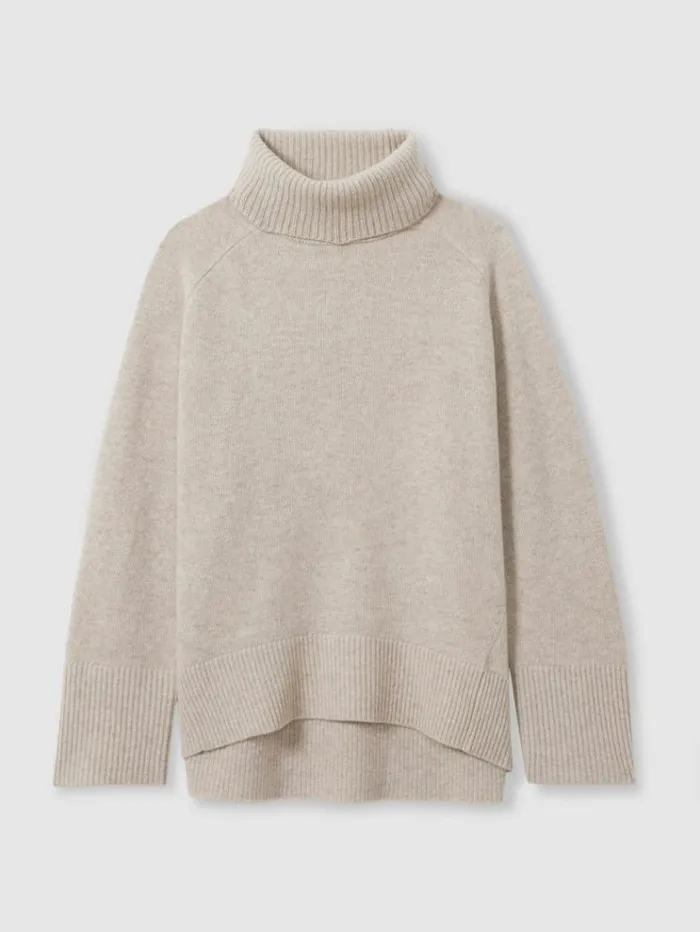 REISS Sweaters Women WoolCashmere RollNeck Jumper Oatmeal