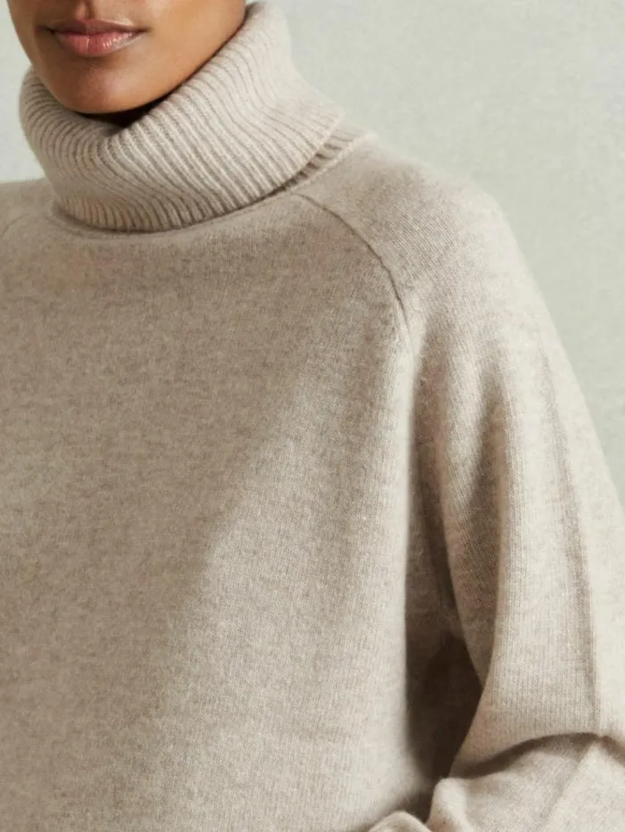 REISS Sweaters Women WoolCashmere RollNeck Jumper Oatmeal
