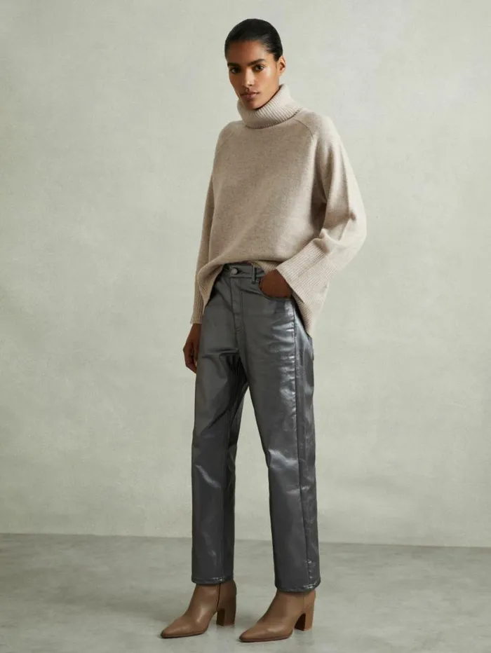 REISS Sweaters Women WoolCashmere RollNeck Jumper Oatmeal