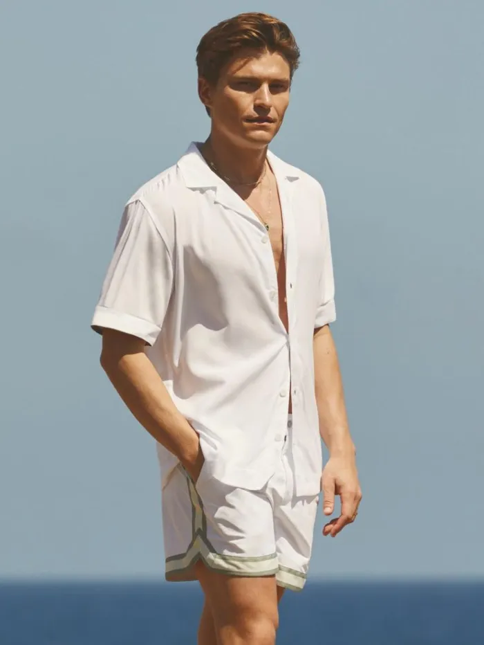 REISS Swimwear Men Ch Elasticated Waist Swim Shorts White