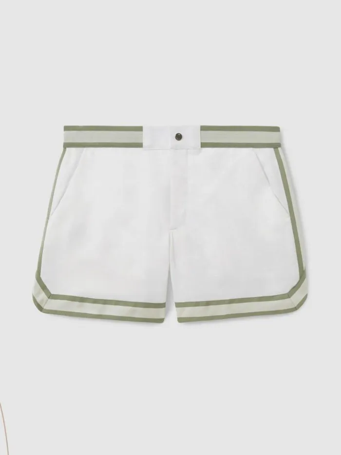 REISS Swimwear Men Ch Elasticated Waist Swim Shorts White