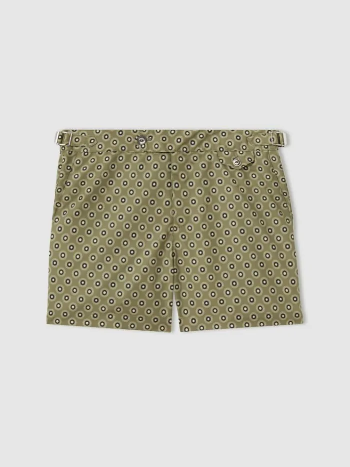 REISS Swimwear Men Hemingsworth IkatPrint Swim Shorts Olive