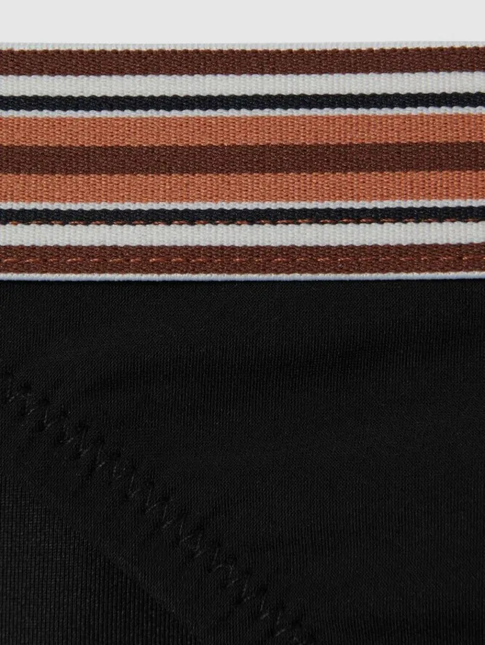 REISS Swimwear Women Striped Waistband Bikini Bottoms Blackbrown