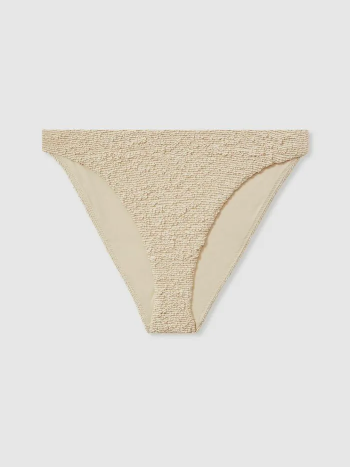 REISS Swimwear Women The Upside Textured Metallic Bikini Bottoms Natural