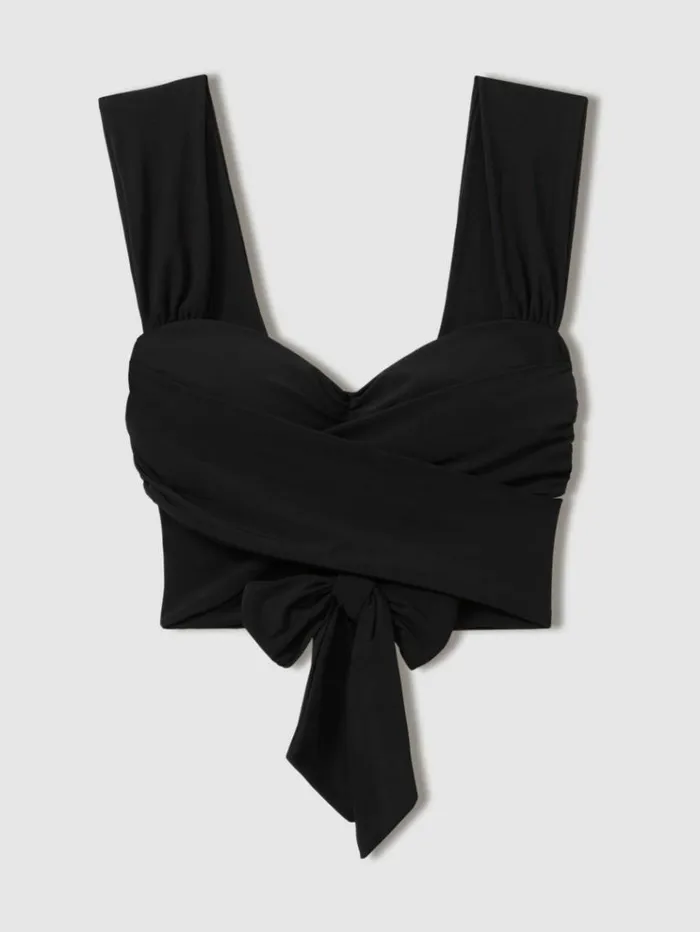 REISS Swimwear Women Wrap Design Bikini Top Black