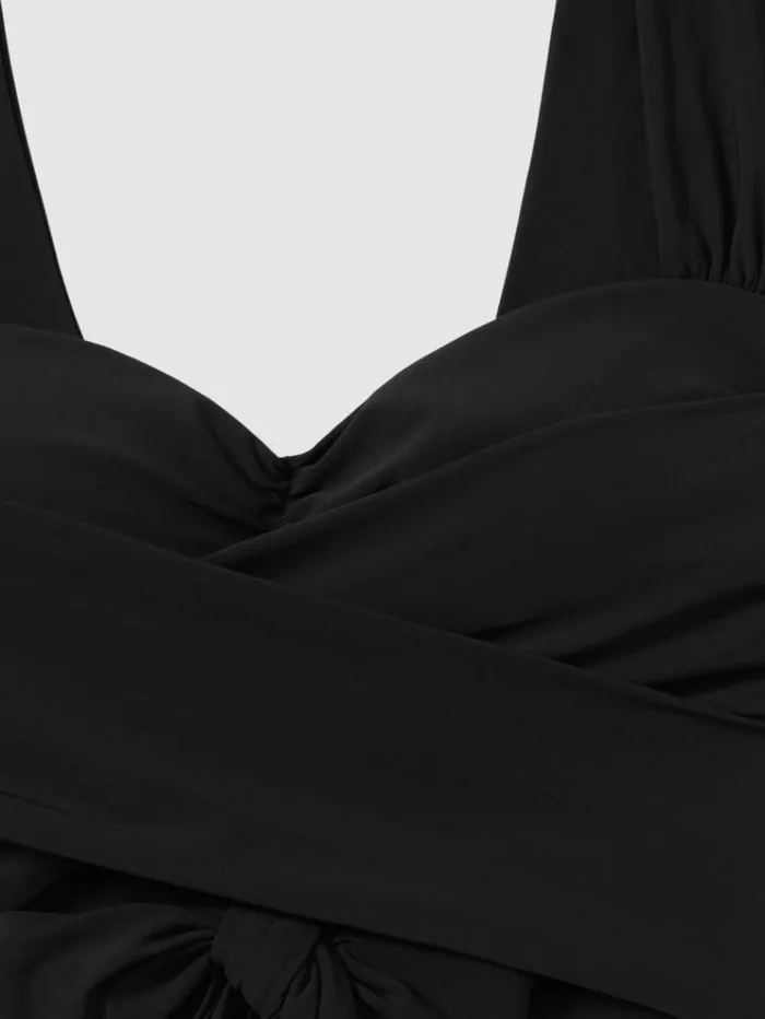 REISS Swimwear Women Wrap Design Bikini Top Black