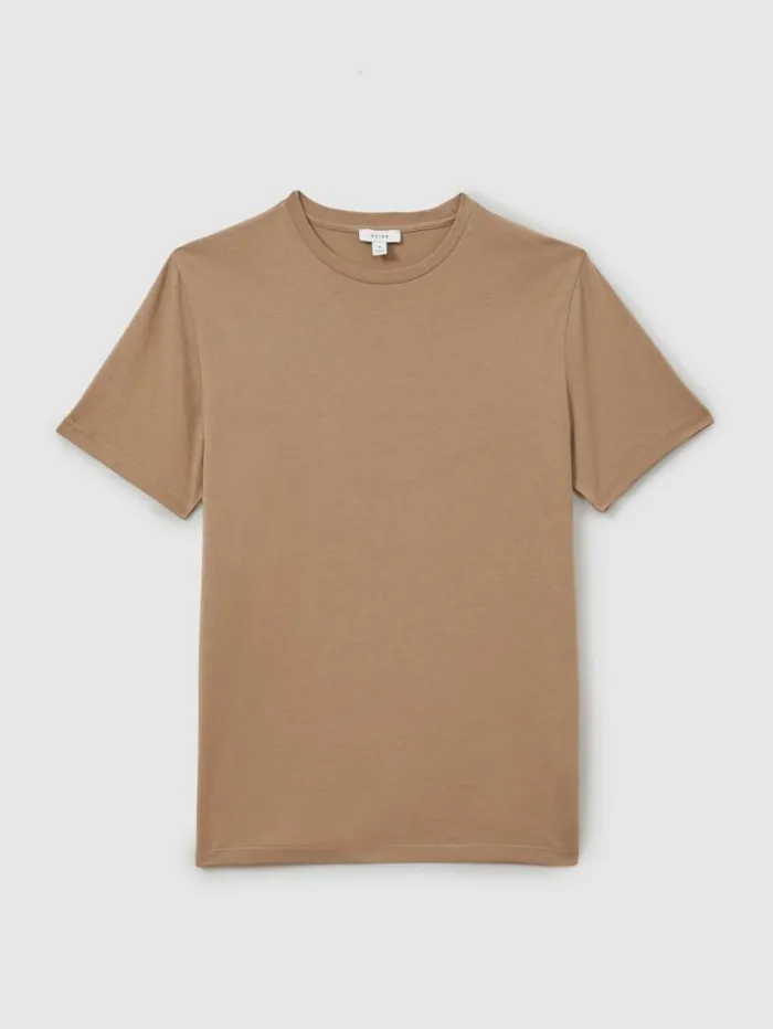 REISS TShirts Men Cotton Crew Neck TShirt Camel