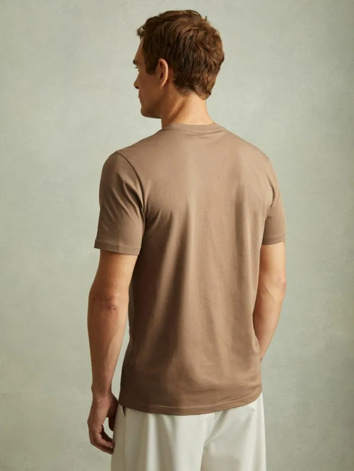 REISS TShirts Men Cotton Crew Neck TShirt Camel