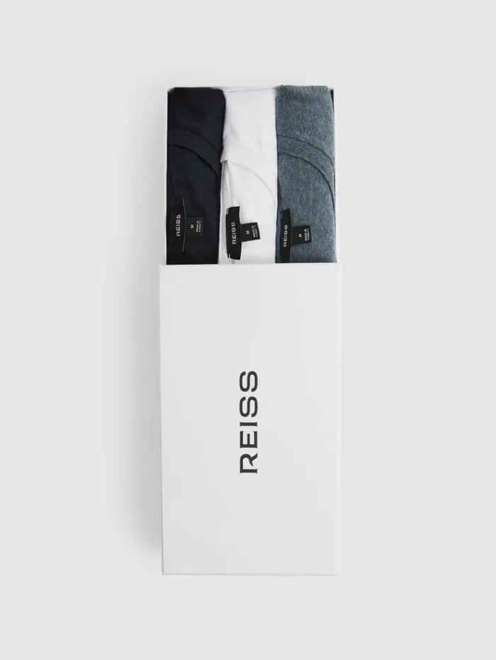 REISS TShirts Men Crew Neck TShirts 3 Pack Blue Multi